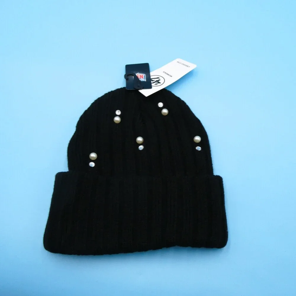 '47 Brand New York Giants Winter Hat Womens Black Ribbed‎ Bling Acrylic Beanie